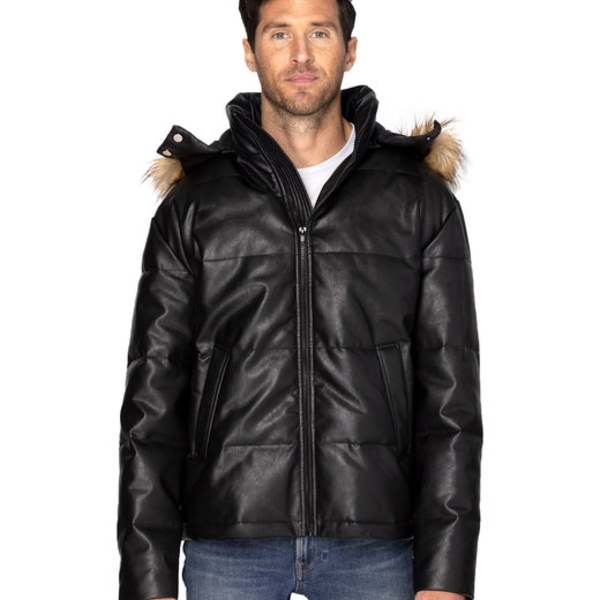 Unisex Vegan Leather Puffer Jacket Thumbnail