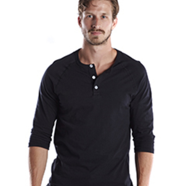 Unisex USA Made Three-Quarter Sleeve Raglan Henley Thumbnail